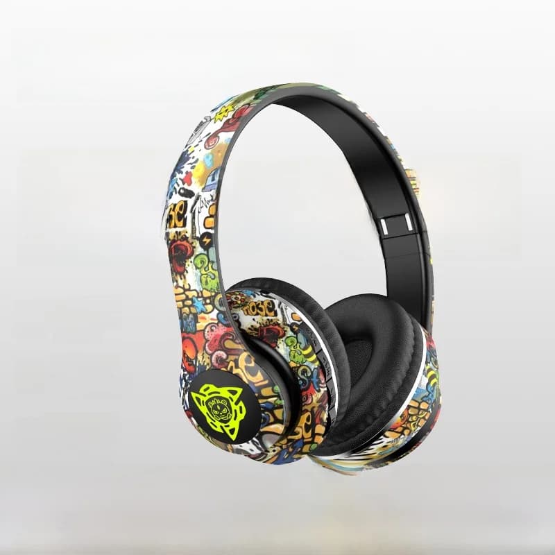 Fones de Ouvido Sem Fio Over-Ear Graffiti com Rádio FM e Slot para Cartão TF
