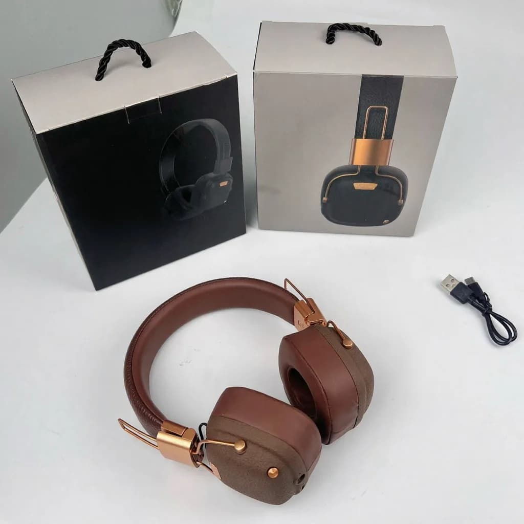 Fone de Ouvido Bluetooth Sem Fio Retro Over-Ear com Modos de Som EQ