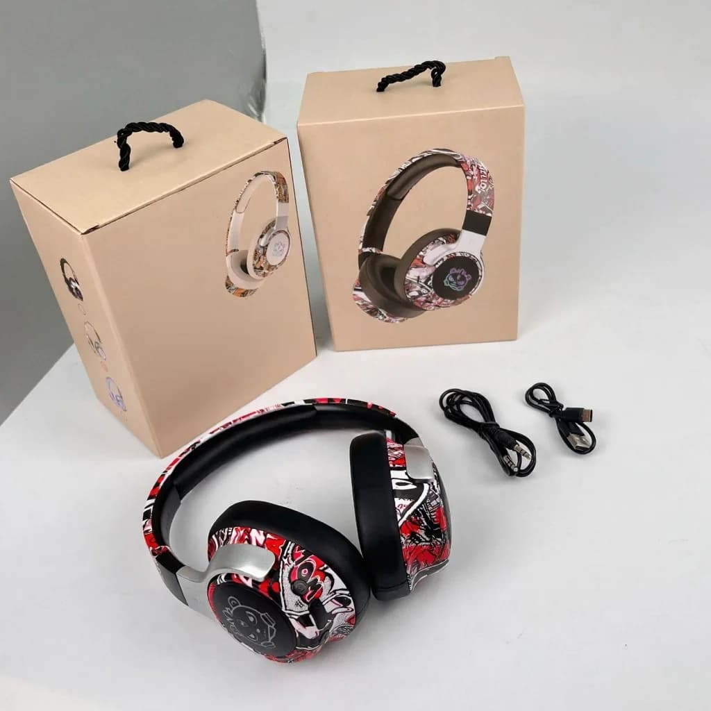 Fones de Ouvido Bluetooth Over-Ear Graffiti com Luzes RGB e Microfone