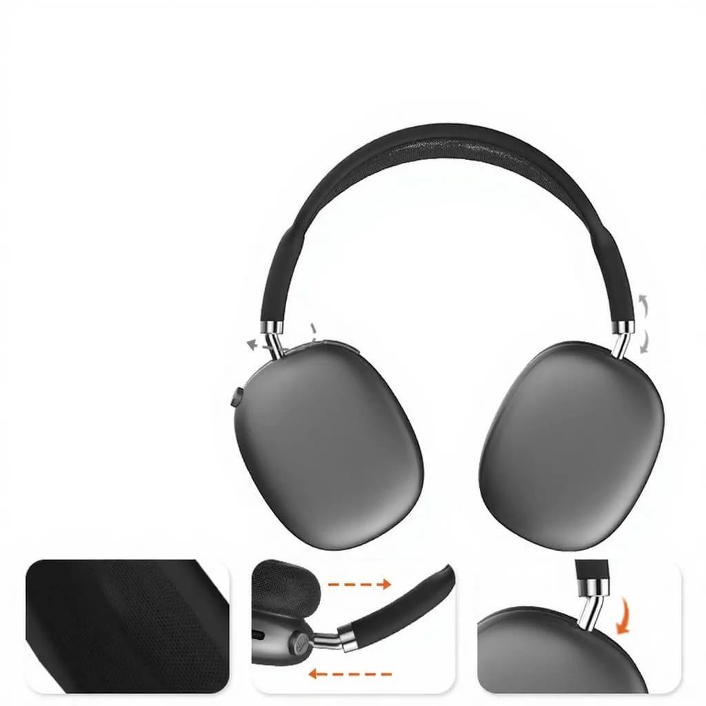 Fone de Ouvido Bluetooth Sem Fio com Rádio FM e Slot para Cartão TF