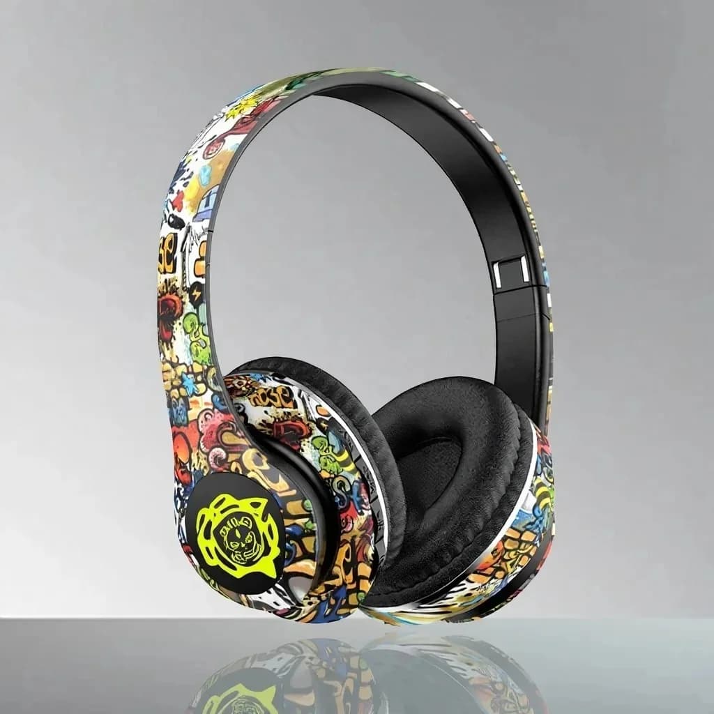 Fone de Ouvido Sem Fio Bluetooth Over-Ear Design Graffiti Dobrável