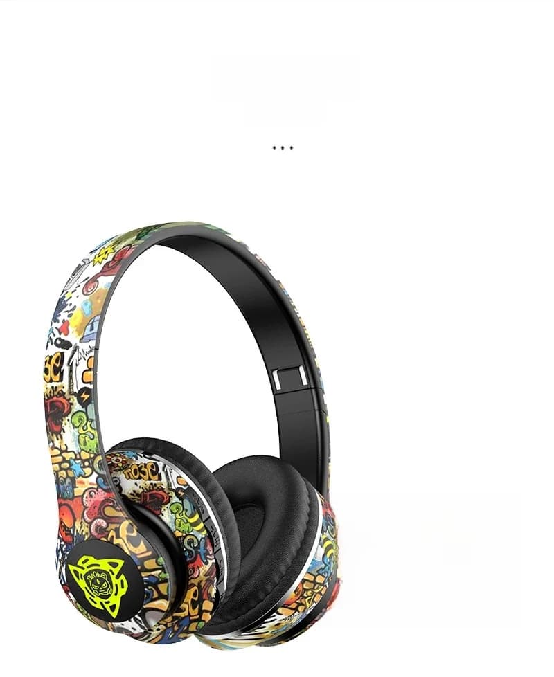 Fones de Ouvido Sem Fio Over-Ear Graffiti com Rádio FM e Slot para Cartão TF