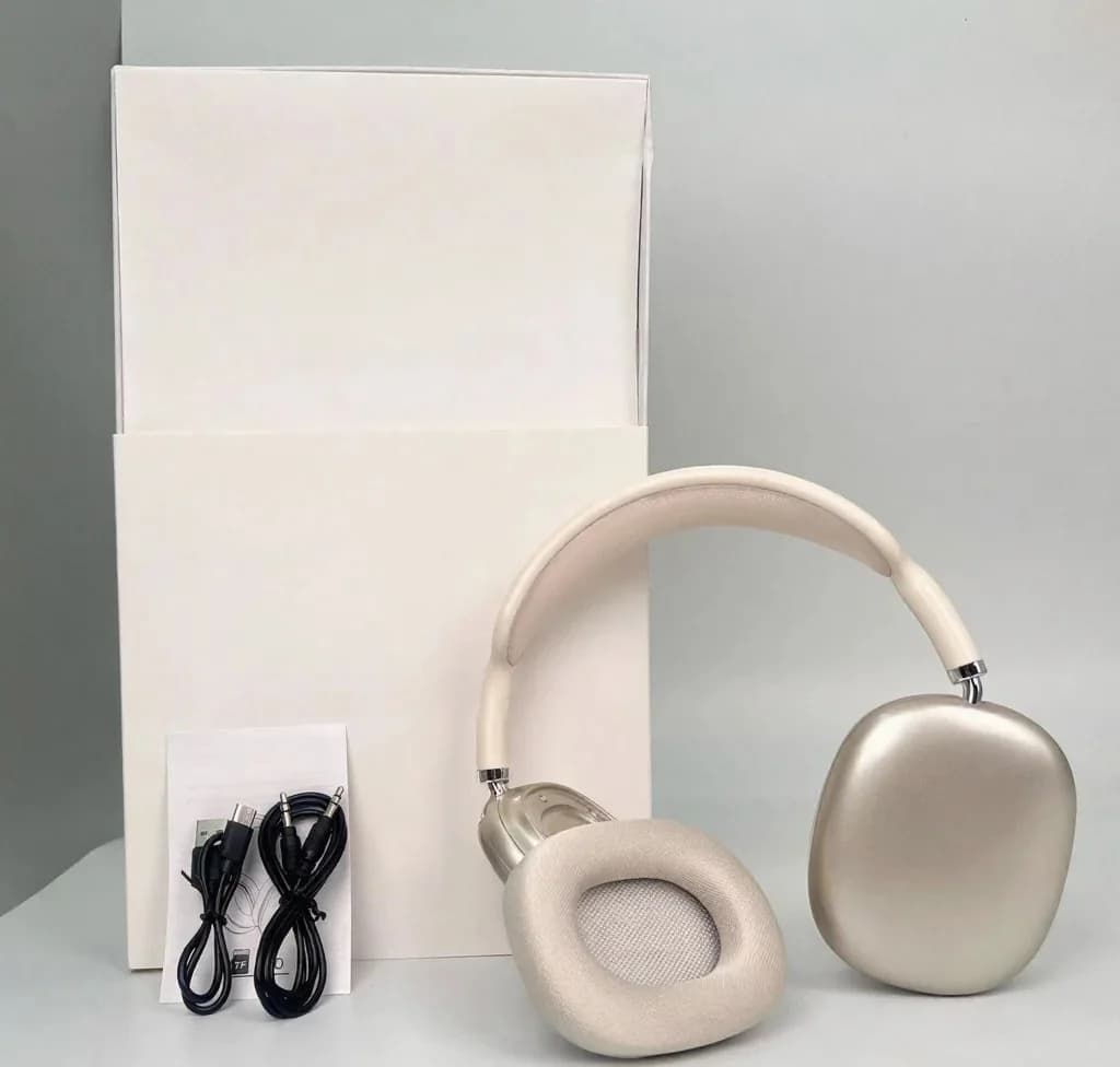 Fones de Ouvido Sem Fio Over-Ear com Copos Magnéticos e Haste de Malha