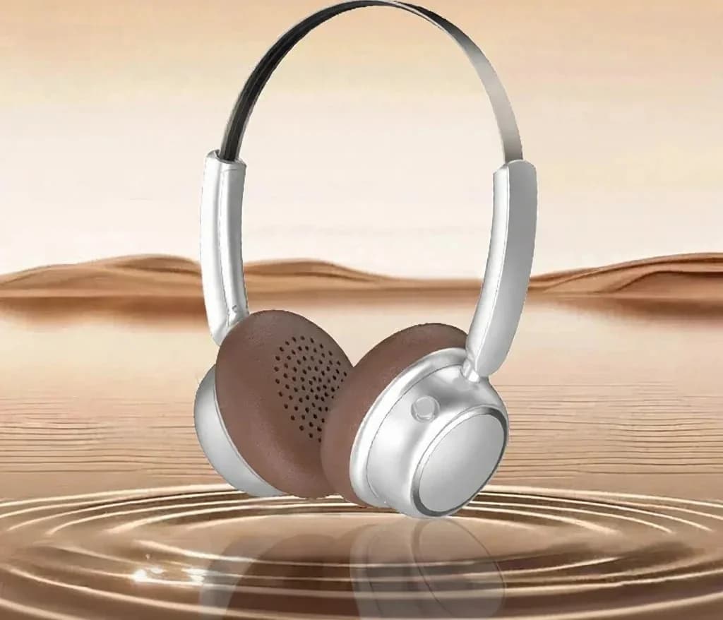 Fone de Ouvido Bluetooth Sem Fio Retrô com Haste de Metal e Longa Duração da Bateria
