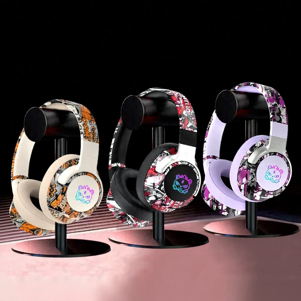 Fones de Ouvido Sem Fio Over-Ear Graffiti com Rádio FM e Longa Duração da Bateria