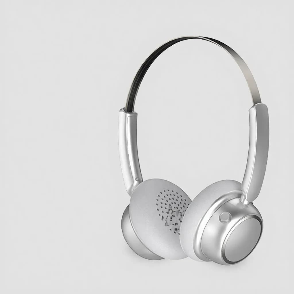 Fone de Ouvido Bluetooth Sem Fio Retrô com Haste de Metal e Longa Duração da Bateria