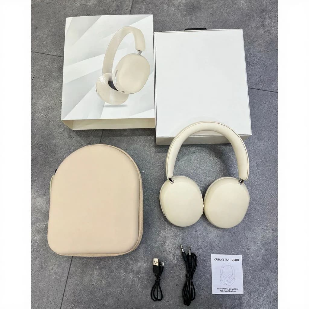 Fones de Ouvido Over-Ear Sem Fio com ANC e Almofadas em Couro Proteico