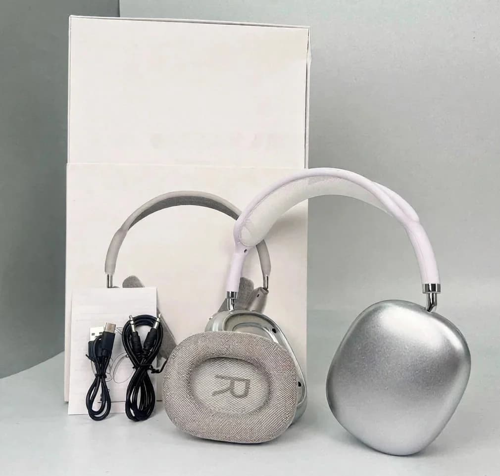 Fones de Ouvido Sem Fio Over-Ear com Copos Magnéticos e Haste de Malha