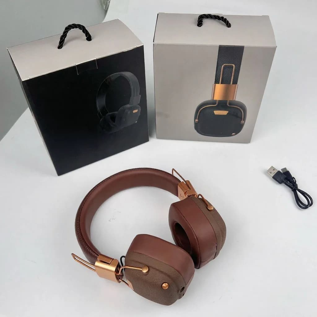 Fones de Ouvido Bluetooth Over-Ear Retrô com Modos EQ e Design Dobrável