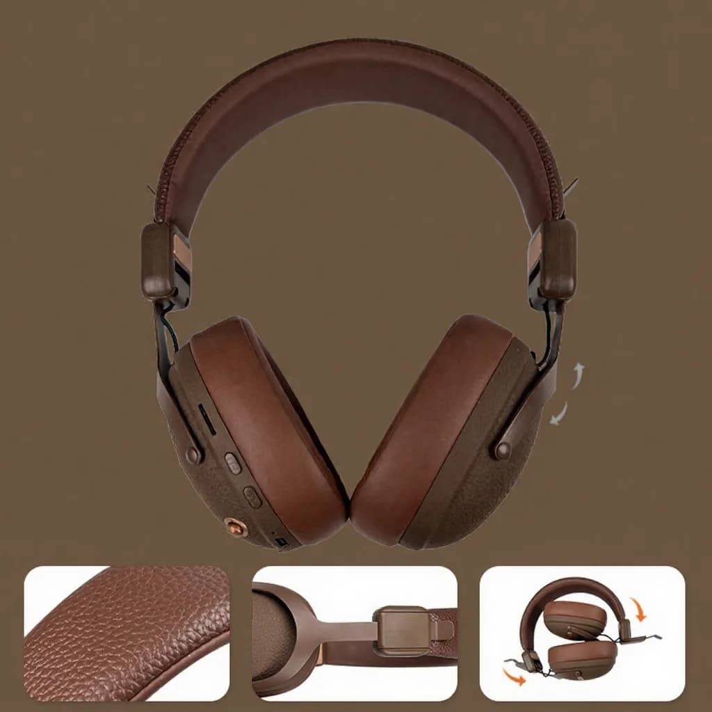 Fone de Ouvido Retro Sem Fio com Bluetooth 5.4 e Longa Duração da Bateria