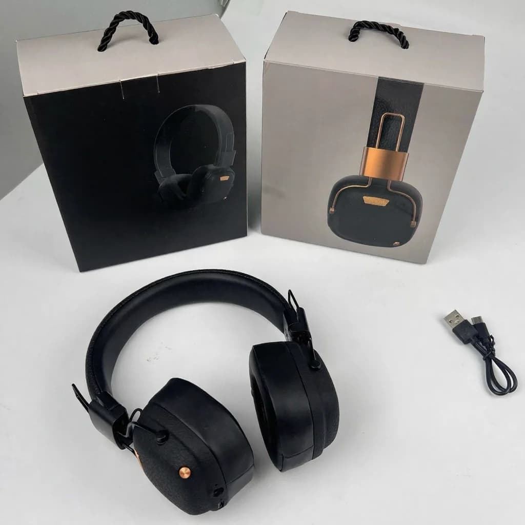 Fone de Ouvido Bluetooth Sem Fio Retro Over-Ear com Modos de Som EQ