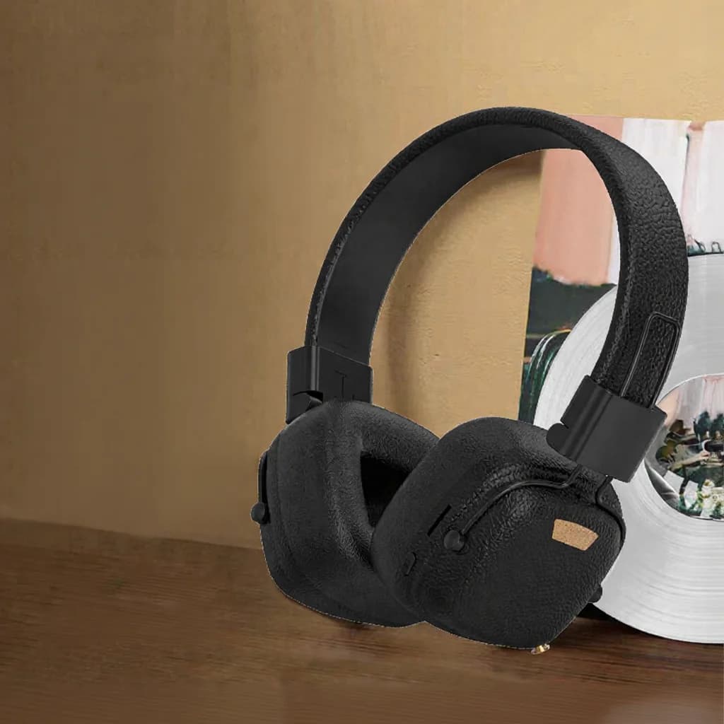 Fones de Ouvido Bluetooth Over-Ear Retrô com Modos EQ e Design Dobrável