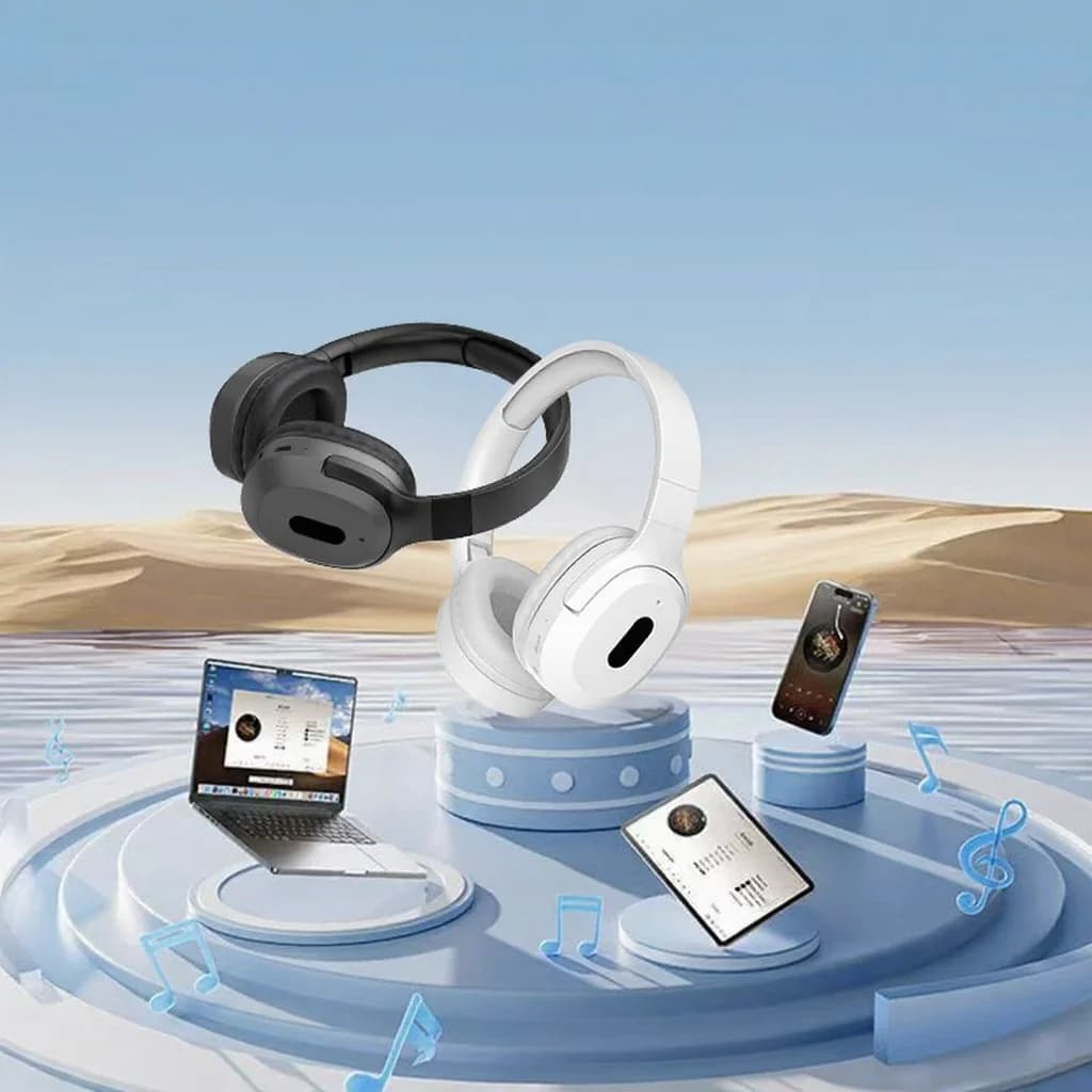 Fones de Ouvido Bluetooth Over-Ear Sem Fio Type-C Música Estéreo