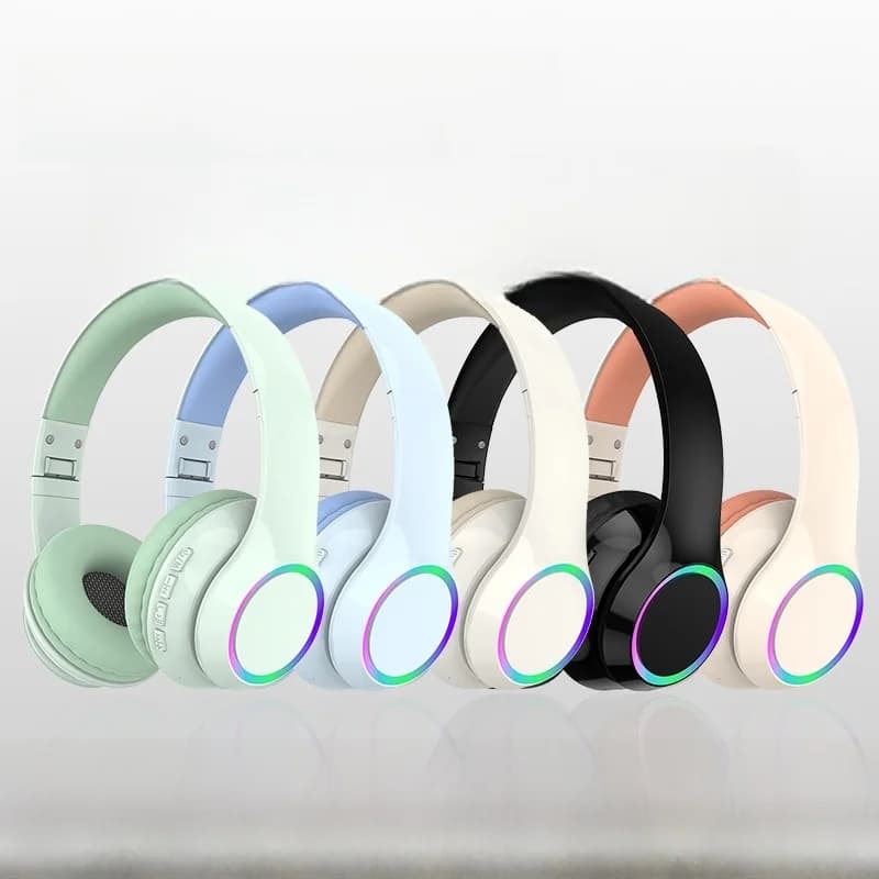Fone de Ouvido Bluetooth Sem Fio Over-Ear com Luz LED e Microfone