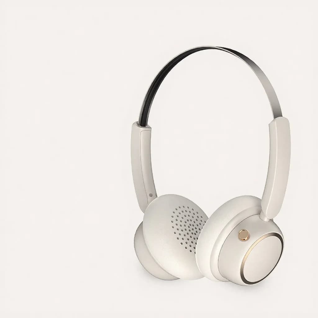 Fone de Ouvido Bluetooth Sem Fio Retrô com Haste de Metal e Longa Duração da Bateria
