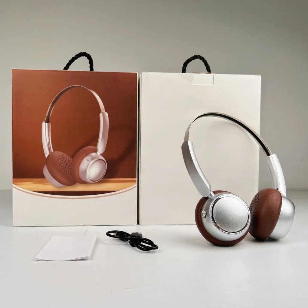 Fone de Ouvido Sem Fio Retro Over-Ear com Rádio FM e Bluetooth 5.4