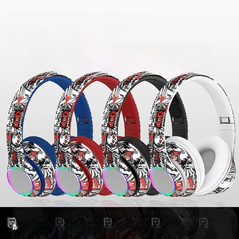Fones de Ouvido Sem Fio Over-Ear com Rádio FM, Slot para Cartão TF e Design Dobrável