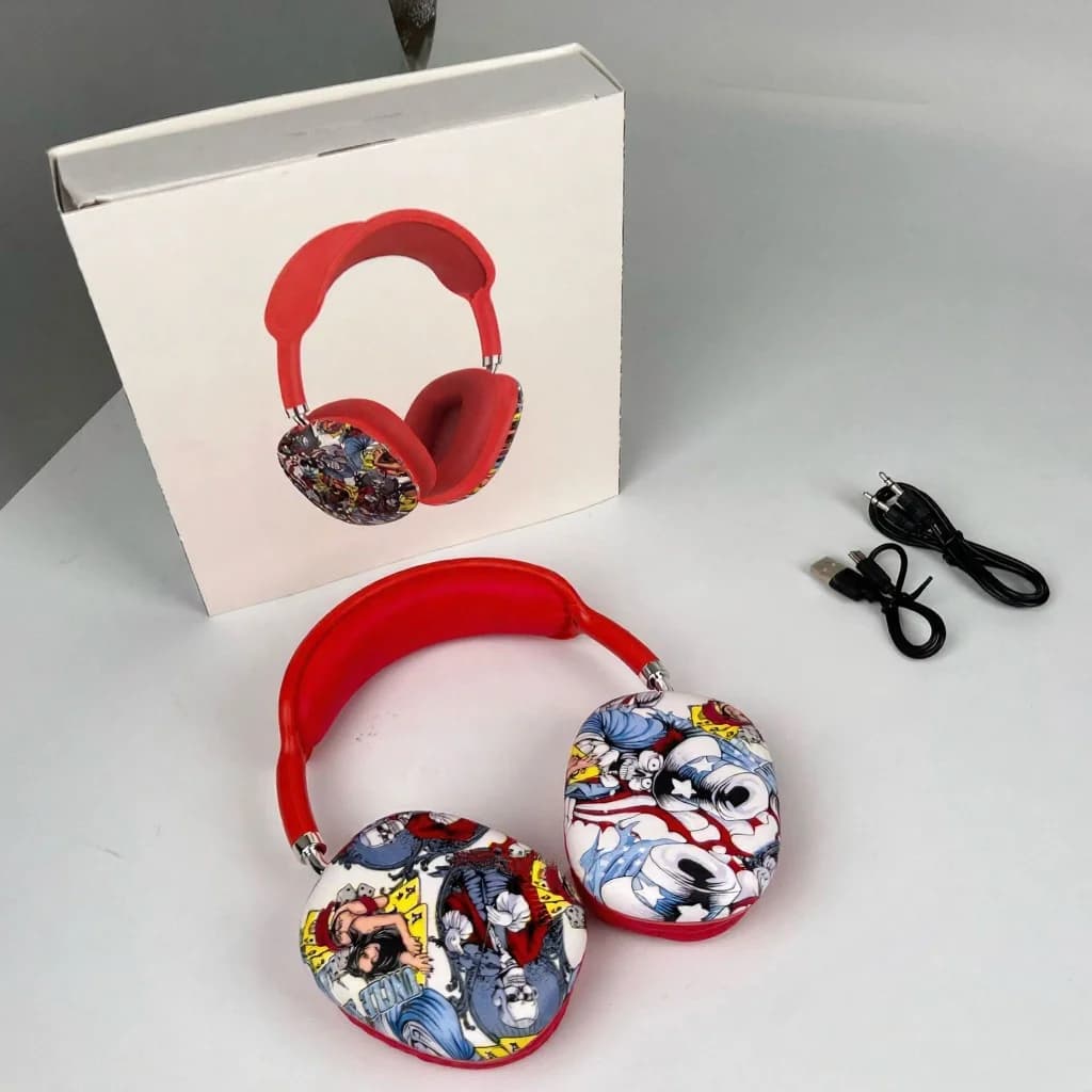 Fone de Ouvido Bluetooth Over-Ear Graffiti com Rádio FM e Slot para Cartão TF