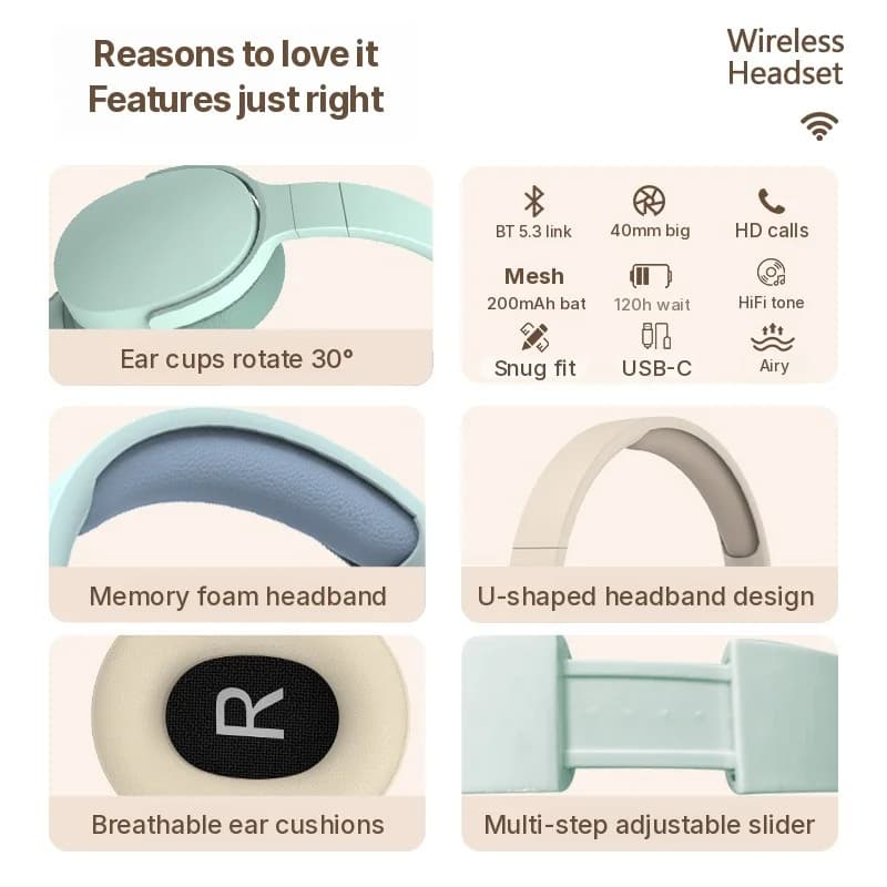 Fone de Ouvido Bluetooth Sem Fio Over-Ear com Rádio FM e Slot para Cartão TF