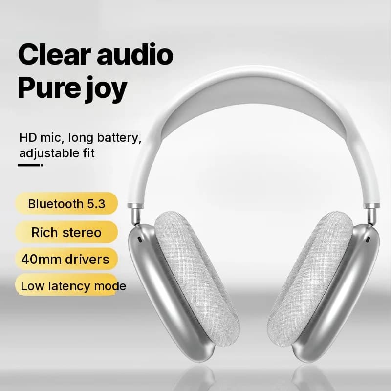 Fone de Ouvido Wireless Bluetooth Over-Ear com Graves Profundos e Carregamento Type-C