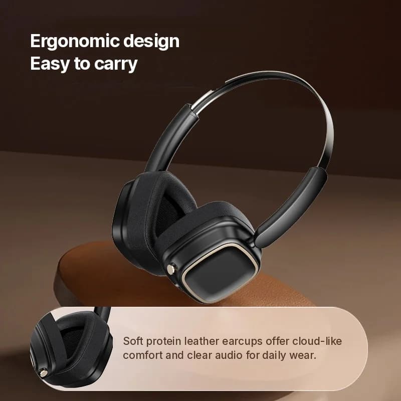 Fone de Ouvido Sem Fio Retro Over-Ear Bluetooth 5.4 com Graves Estéreo
