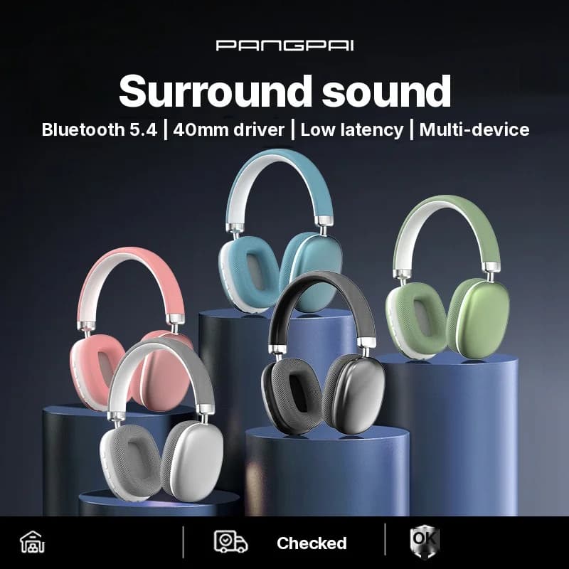 Fones de Ouvido Sem Fio Over-Ear com Rádio FM e Slot para Cartão TF