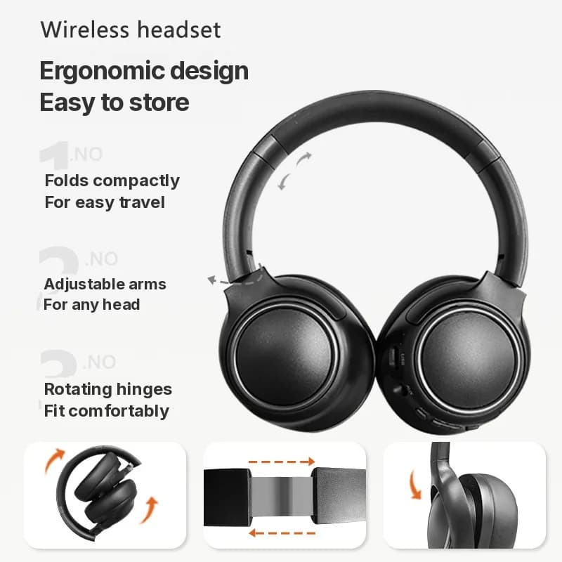 Fones de Ouvido Sem Fio Over-Ear com Cancelamento de Ruído e Longa Duração da Bateria