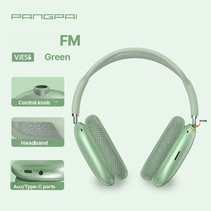 Fones de Ouvido Over-Ear Bluetooth 5.4 com Botão Rotativo e Rádio FM