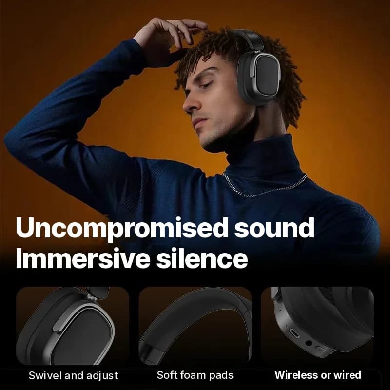 Fone de Ouvido Sem Fio Over-Ear com Cancelamento de Ruído Ativo e 35H de Bateria