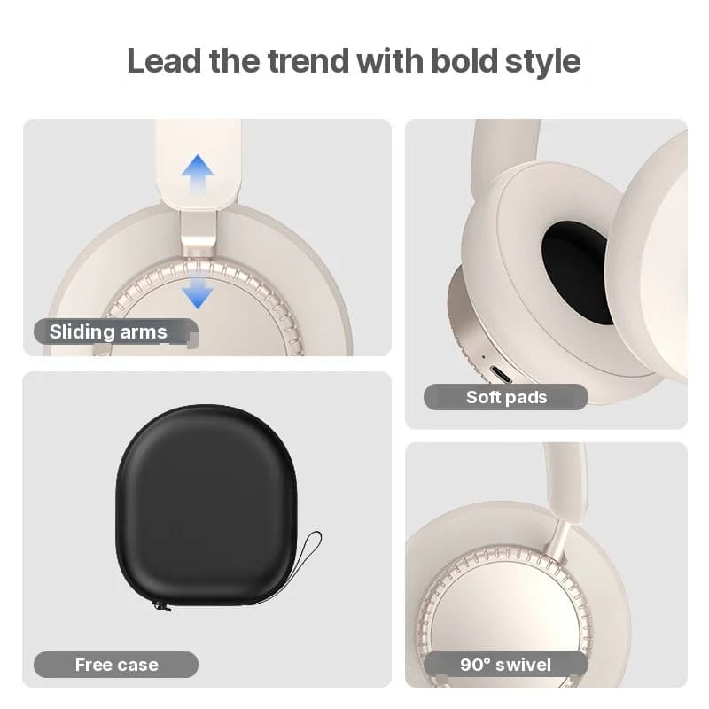 Fones de Ouvido Bluetooth Sem Fio com Cancelamento de Ruído Ativo