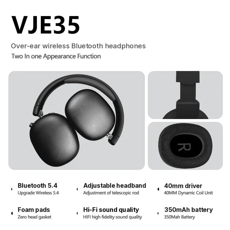 Fone de Ouvido Wireless Bluetooth Over-Ear com Rádio FM e Slot para Cartão TF