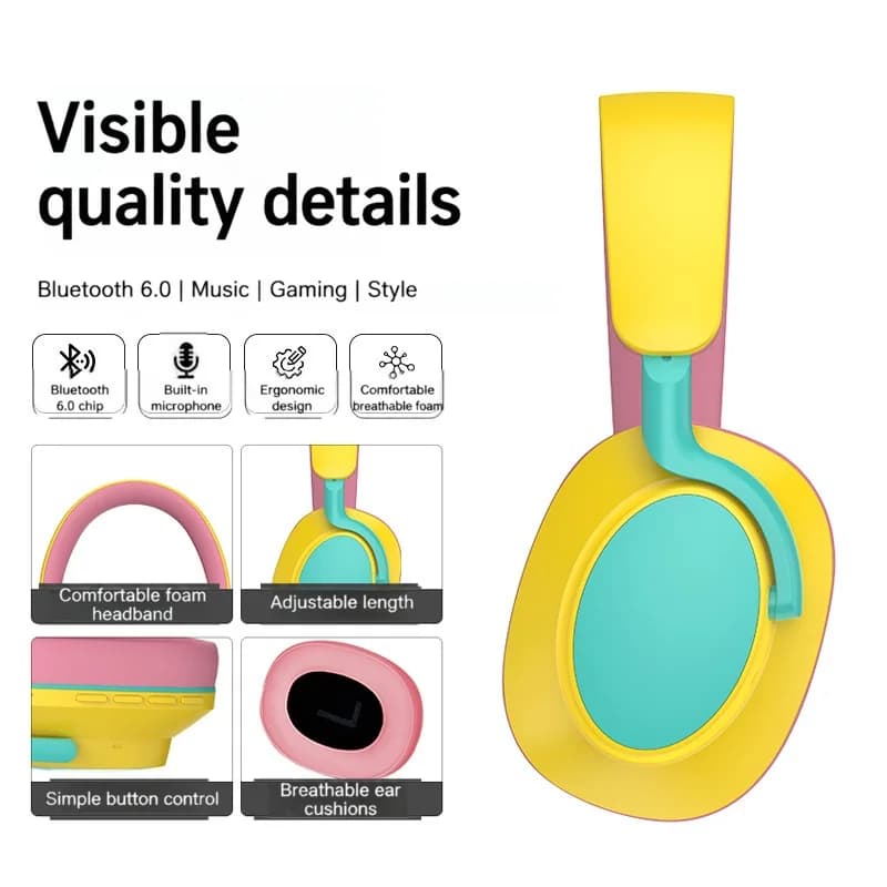 Fone de Ouvido Sem Fio Over-Ear com Rádio FM e Longa Duração da Bateria