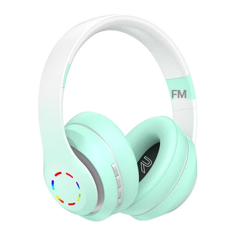 Fones de Ouvido Sem Fio Over-Ear com Luzes LED e Rádio FM