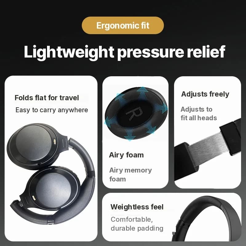 Fone de Ouvido Wireless Over-Ear com Cancelamento de Ruído Ativo e Type-C