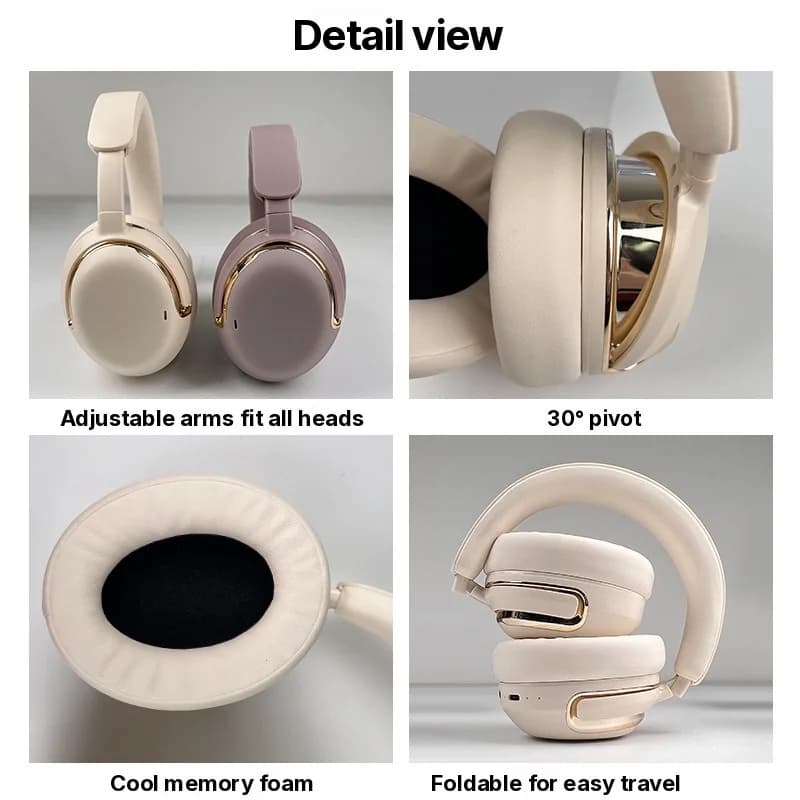 Fone de Ouvido Over-Ear Sem Fio com Cancelamento Ativo de Ruído e Microfone