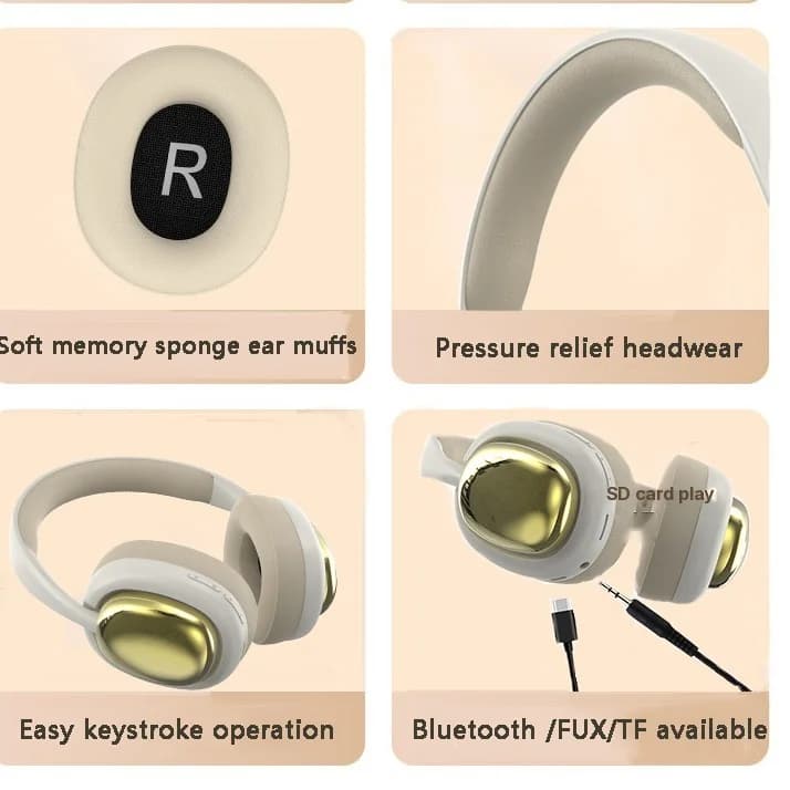 Fones de Ouvido Sem Fio Over-Ear com Bluetooth 5.3 e Longa Duração da Bateria