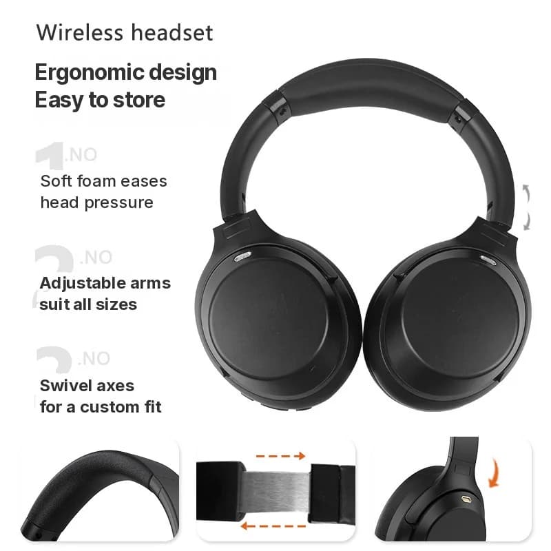 Fones de Ouvido Bluetooth Sem Fio Over-Ear com Cancelamento de Ruído Ativo