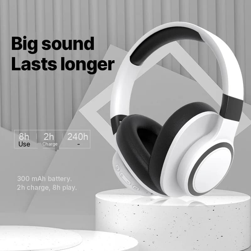 Fone de Ouvido Over-Ear Bluetooth Sem Fio com Rádio FM e Slot para Cartão TF