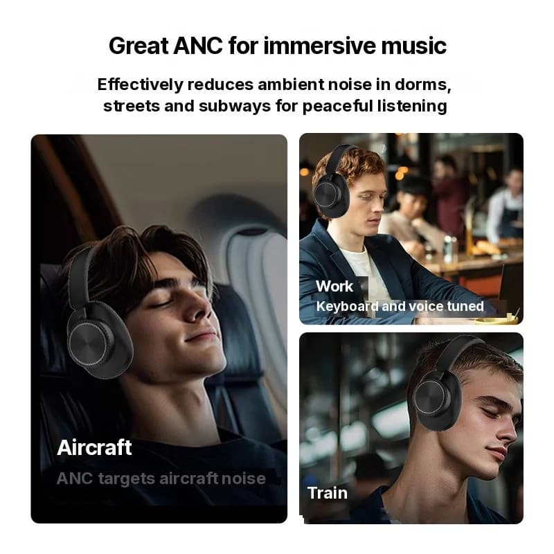 Fones de Ouvido Over-Ear Sem Fio com Cancelamento de Ruído Ativo e Bateria de 35H