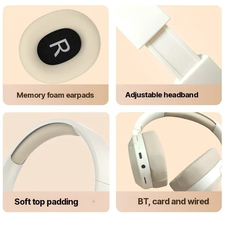 Fone de Ouvido Bluetooth Over-Ear com Graves, AUX e Suporte a Cartão TF