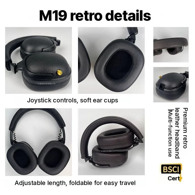 Fones de Ouvido Bluetooth Over-Ear Retrô Sem Fio Estéreo com Microfone
