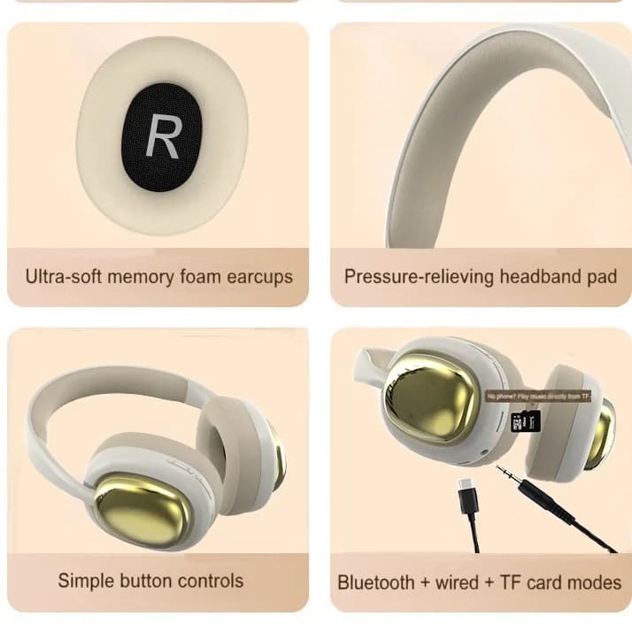 Fones de Ouvido Bluetooth Sem Fio Over-Ear com Rádio FM e Som Estéreo