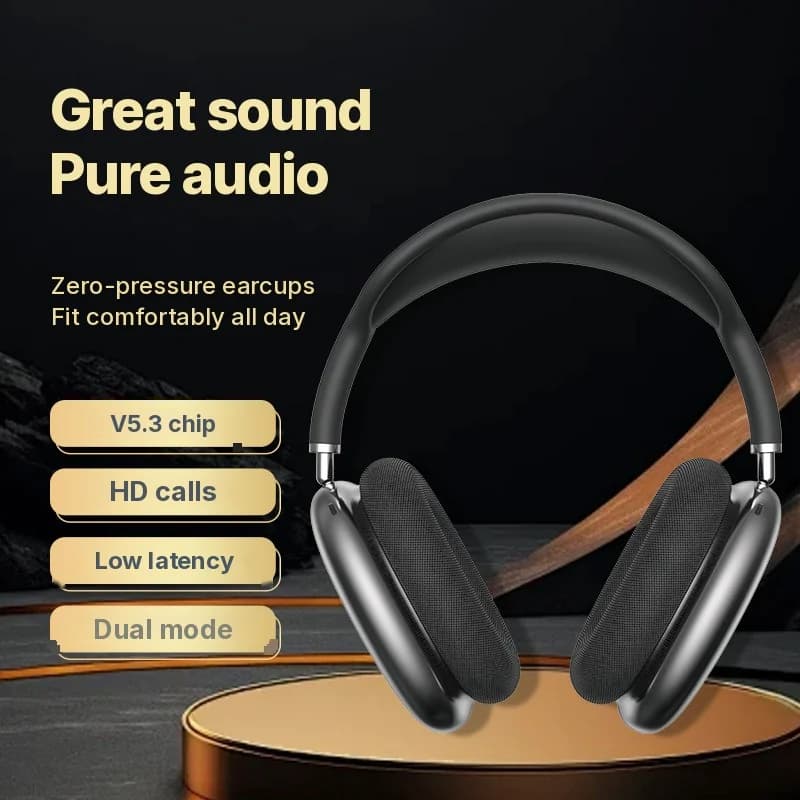 Fone de Ouvido Wireless Bluetooth Over-Ear com Graves Profundos e Carregamento Type-C