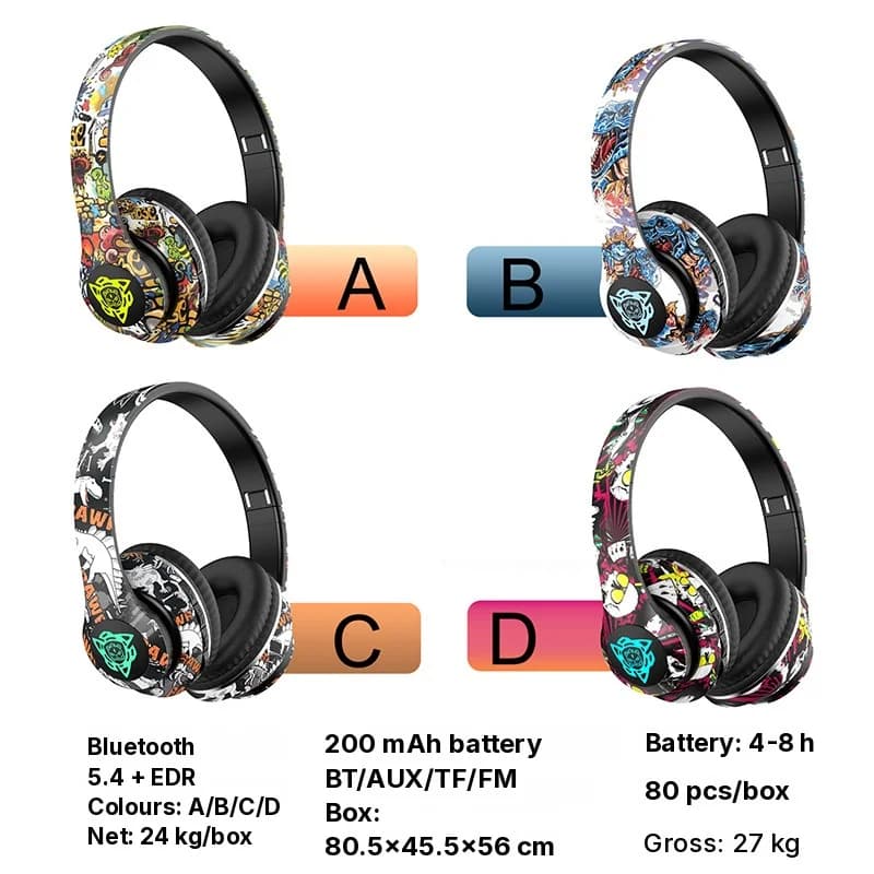 Fone de Ouvido Bluetooth Dobrável Over-Ear com Design Grafite