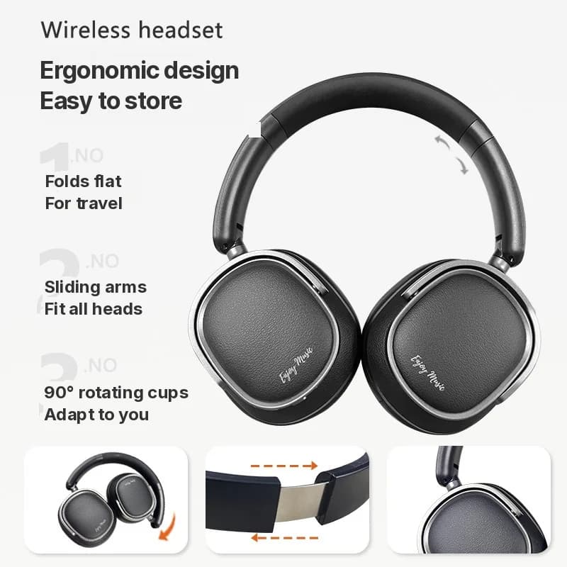 Fones de Ouvido Bluetooth Retro Circum-auriculares com Cancelamento Ativo de Ruído