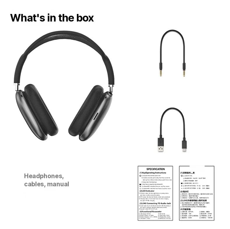 Fones de Ouvido Over-Ear Bluetooth 5.4 com Botão Rotativo e Rádio FM