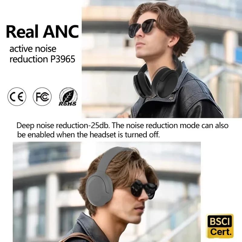 Fones de Ouvido Bluetooth com Cancelamento Ativo de Ruído Over-Ear Sem Fio 5.4