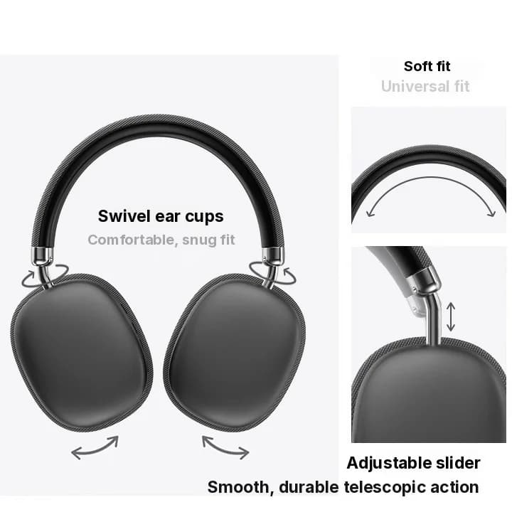 Fones de Ouvido Bluetooth Sem Fio Over-Ear com Graves Profundos e Carregamento Type-C