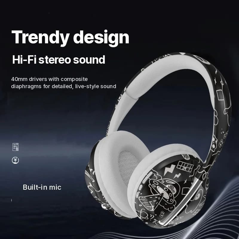 Fone de Ouvido Bluetooth Supra-auricular com Slot para Cartão TF e Conectividade Sem Fio