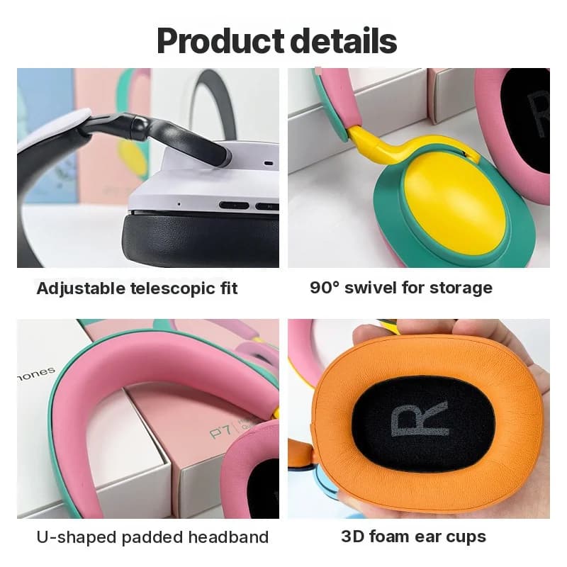 Fones de Ouvido Bluetooth Over-Ear Sem Fio com Microfone, Rádio FM e Type-C
